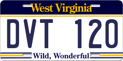 WV license plate DVT120