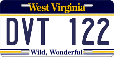 WV license plate DVT122