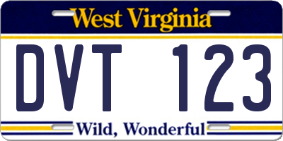 WV license plate DVT123