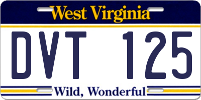 WV license plate DVT125