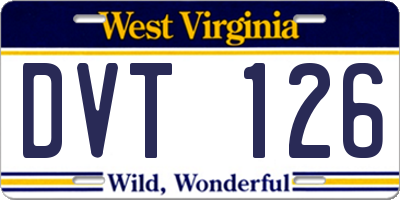 WV license plate DVT126