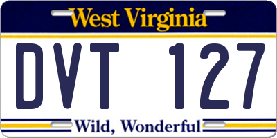 WV license plate DVT127