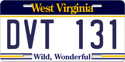 WV license plate DVT131
