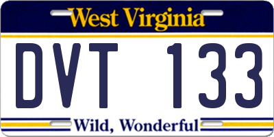 WV license plate DVT133