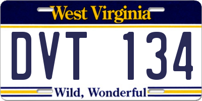 WV license plate DVT134