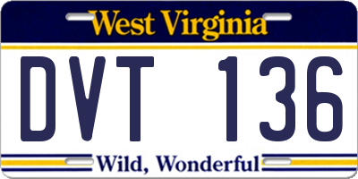 WV license plate DVT136