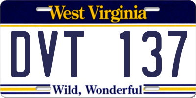 WV license plate DVT137