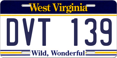 WV license plate DVT139