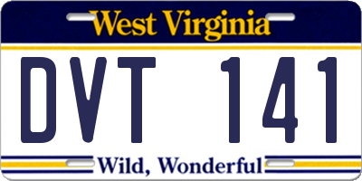 WV license plate DVT141