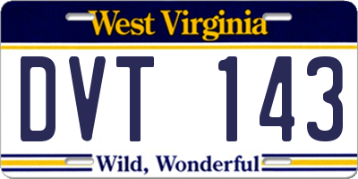 WV license plate DVT143