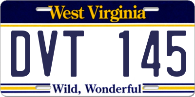 WV license plate DVT145