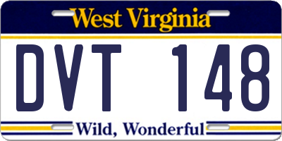 WV license plate DVT148