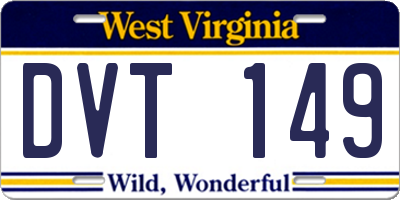 WV license plate DVT149