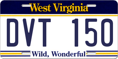 WV license plate DVT150