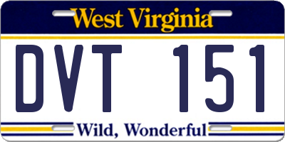 WV license plate DVT151