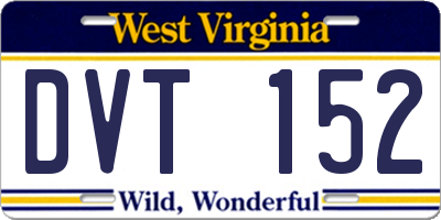 WV license plate DVT152