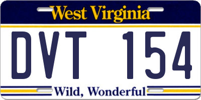 WV license plate DVT154