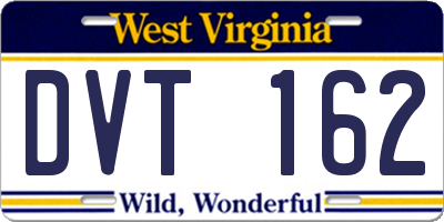 WV license plate DVT162