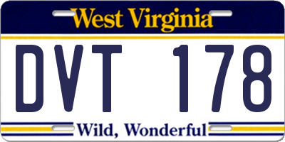 WV license plate DVT178
