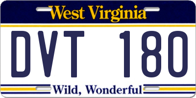 WV license plate DVT180