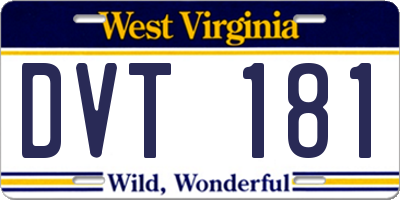 WV license plate DVT181