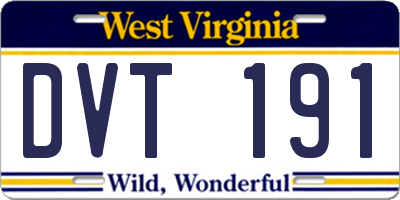 WV license plate DVT191