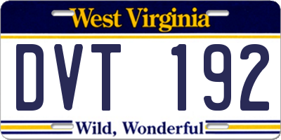 WV license plate DVT192