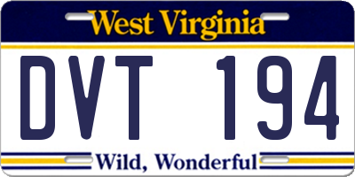 WV license plate DVT194