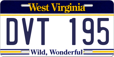 WV license plate DVT195