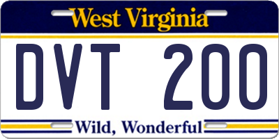 WV license plate DVT200