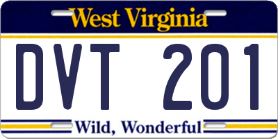 WV license plate DVT201