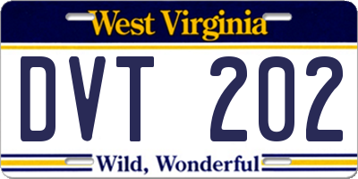 WV license plate DVT202
