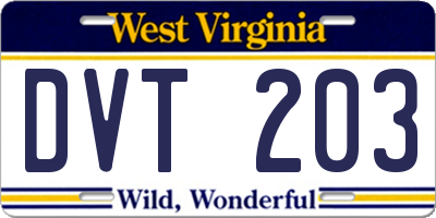 WV license plate DVT203