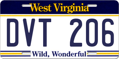 WV license plate DVT206