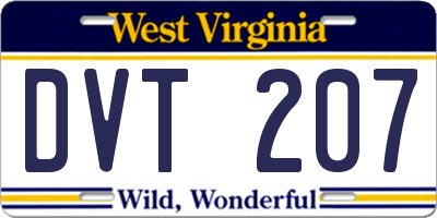 WV license plate DVT207