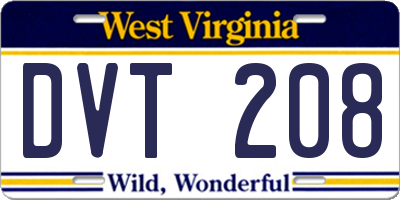 WV license plate DVT208