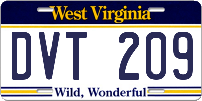 WV license plate DVT209