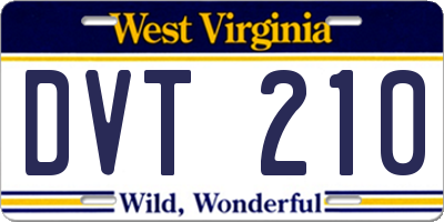 WV license plate DVT210