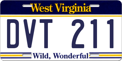 WV license plate DVT211