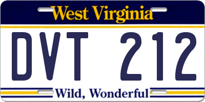 WV license plate DVT212