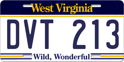 WV license plate DVT213