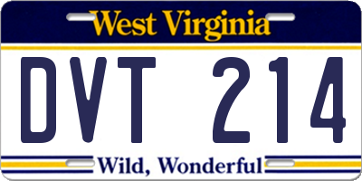 WV license plate DVT214