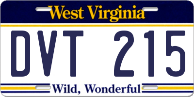 WV license plate DVT215