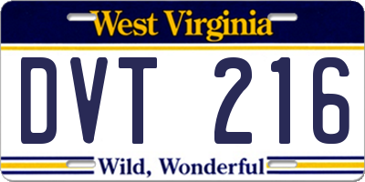 WV license plate DVT216