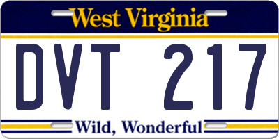 WV license plate DVT217