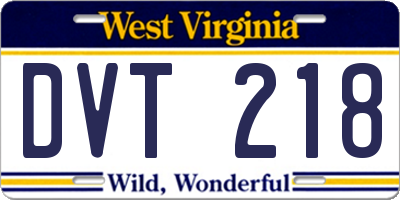 WV license plate DVT218