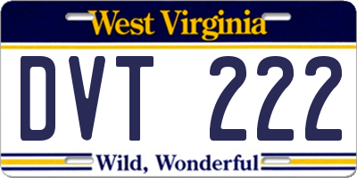 WV license plate DVT222