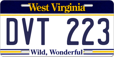 WV license plate DVT223