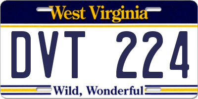 WV license plate DVT224