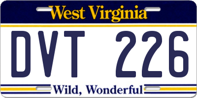 WV license plate DVT226